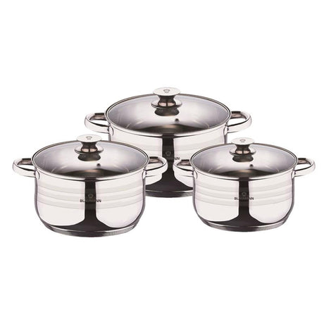 Zestaw patelni ze stali nierdzewnej Blaumann Gourmet Line, 3-częściowy