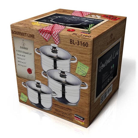Zestaw patelni ze stali nierdzewnej Blaumann Gourmet Line, 3-częściowy