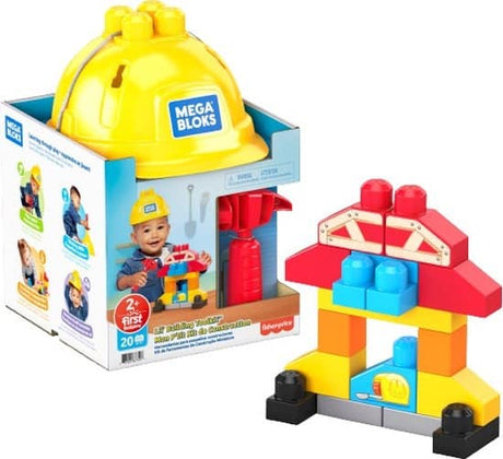 Otto Simon Fisher Price - Hełm budowlany Mega Bloks z 20 elementami konstrukcyjnymi