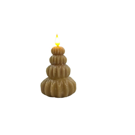 Ideas 4 Seasons Świeca LED z woskiem drzewnym w kolorze brązowym, taupe ø6,9xw12cm