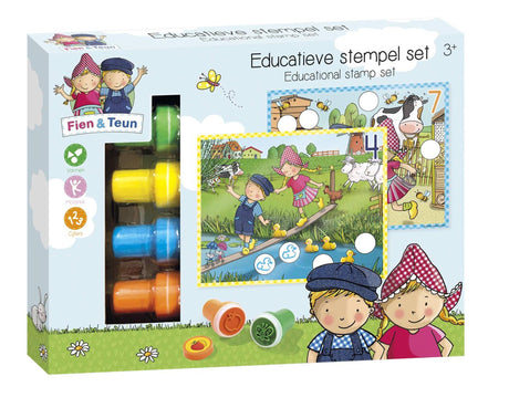 Zestaw kreatywnych pieczątek Bambolino fien teun, pieczątek i kolorowych kartek - zabawki kreatywne, edukacyjne - zabawki rolnicze - od 3 lat - zabawki