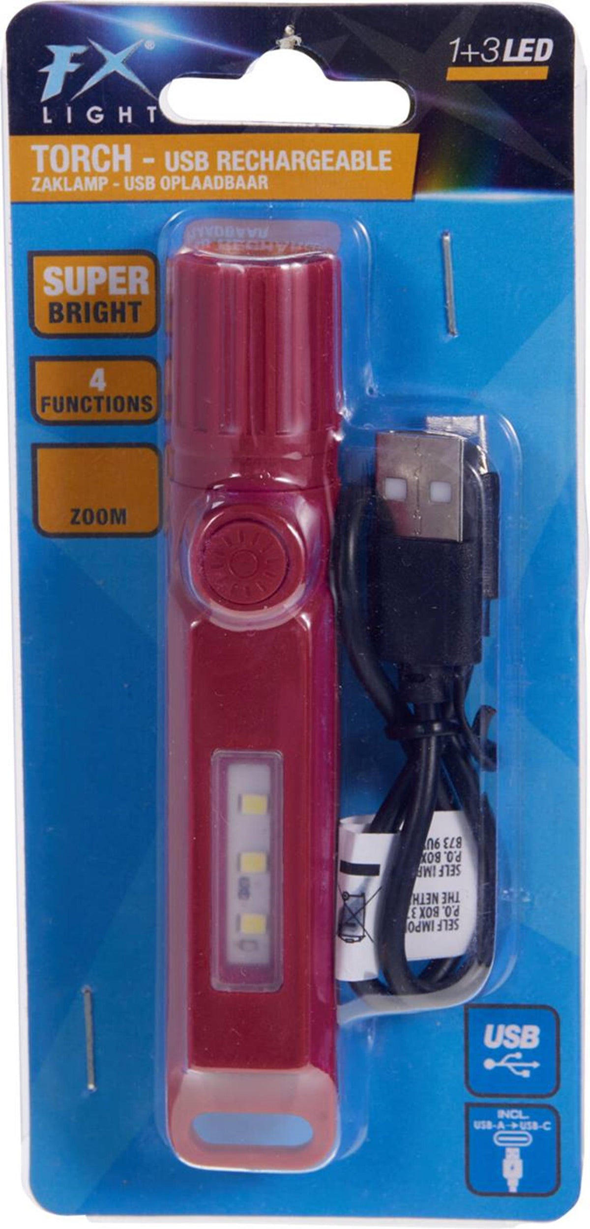 Fx light zaklamp 2 in 1 oplaadbaar met usb
