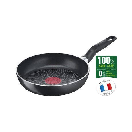 Patelnia Tefal Start'easy 24 cm, okrągła, wielofunkcyjna patelnia, czarna, tytanowa, aluminiowa, termo-spot