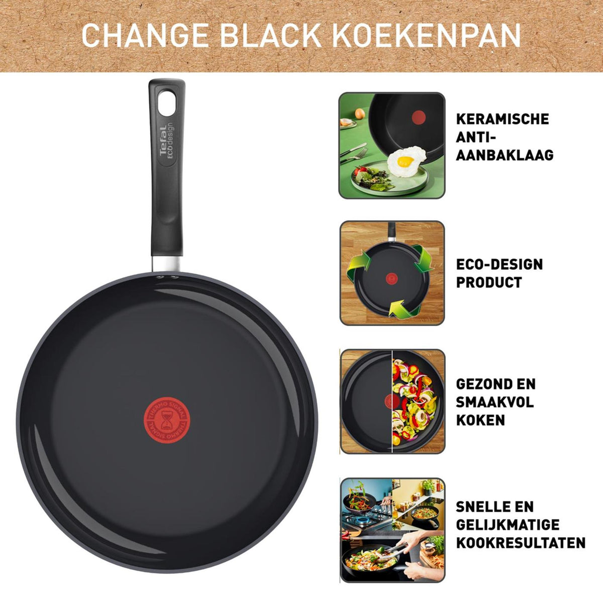 Czarna patelnia Tefal Change o średnicy 24 cm