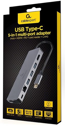Enzo Cablexpert Wielokierunkowy adapter USB-C 5 w 1, 5-kierunkowa stacja dokująca USB-C - 9530505