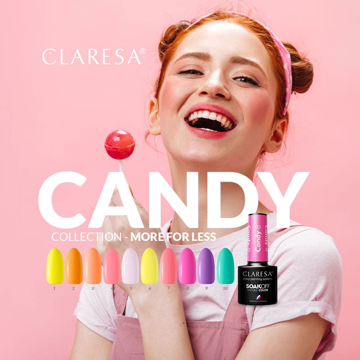 Claresa Lakier Żelowy UV LED 5ml Cukierek 9