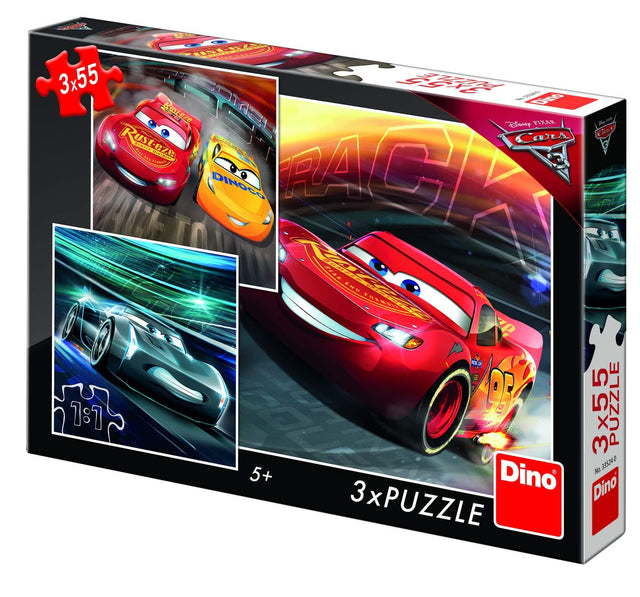 Puzzle Dinotoys - samochody Disney Pixar - 3 x 55 elementów