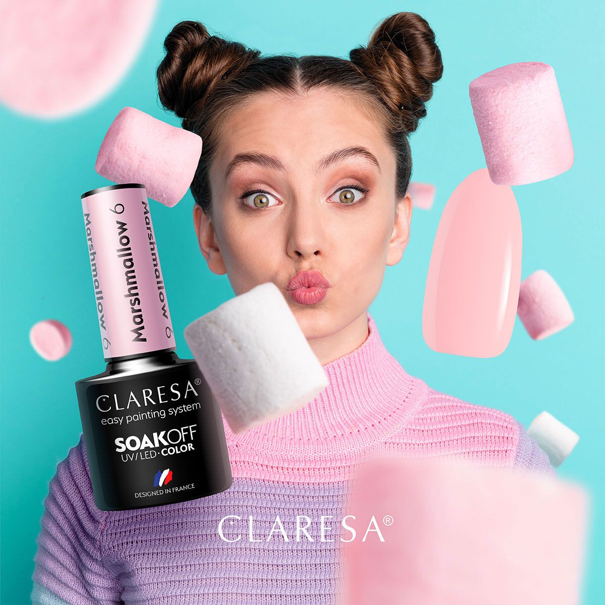 Claresa Lakier żelowy UV LED 5ml Marsh Mallow 6