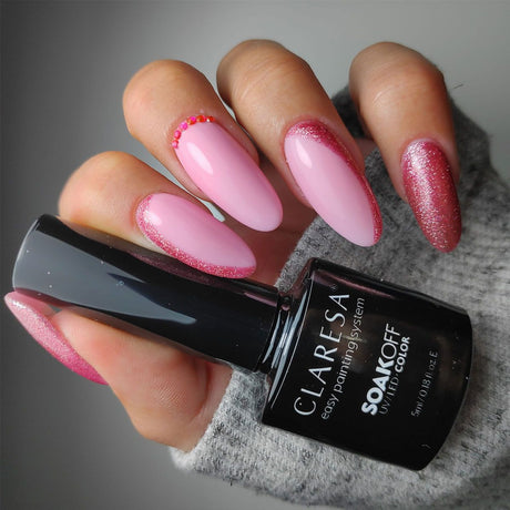 Claresa Lakier Żelowy UV LED 5ml Pełny Brokat 5 Ciepły Róż