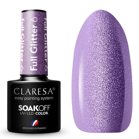 Claresa Lakier żelowy UV LED 5ml Full Glitter 6 Purple