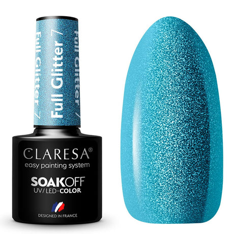 Claresa Lakier żelowy UV LED 5ml Full Glitter 7 Blue