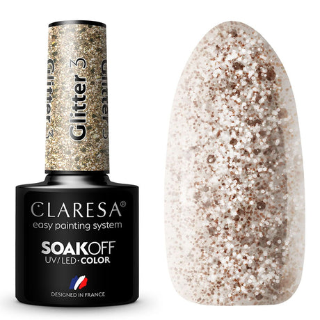 Claresa Lakier Żelowy UV LED 5ml Brokat 3