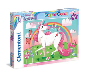 Clementoni - puzzle - 104 elementy - wierzę w jednorożce genialne - puzzle dla dzieci - supercolor