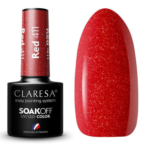Claresa Lakier Żelowy UV LED 5ml Czerwony 411 Słoneczny Ogród