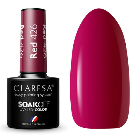 Claresa lakier hybrydowy uv led 5ml czerwony 426 pełne jagody