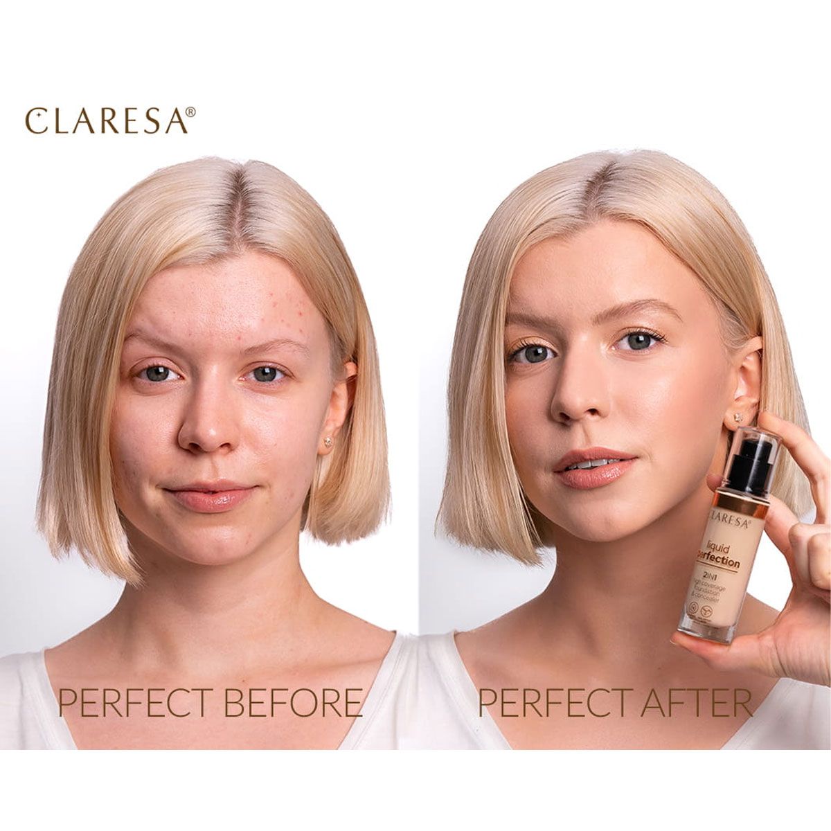 Korektor i podkład Claresa Liquid Perfect 2 w 1 104 nude 18gr.