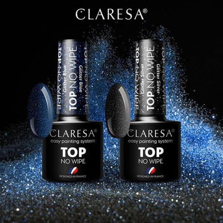Claresa top bez przecierania brokat srebrny 5ml