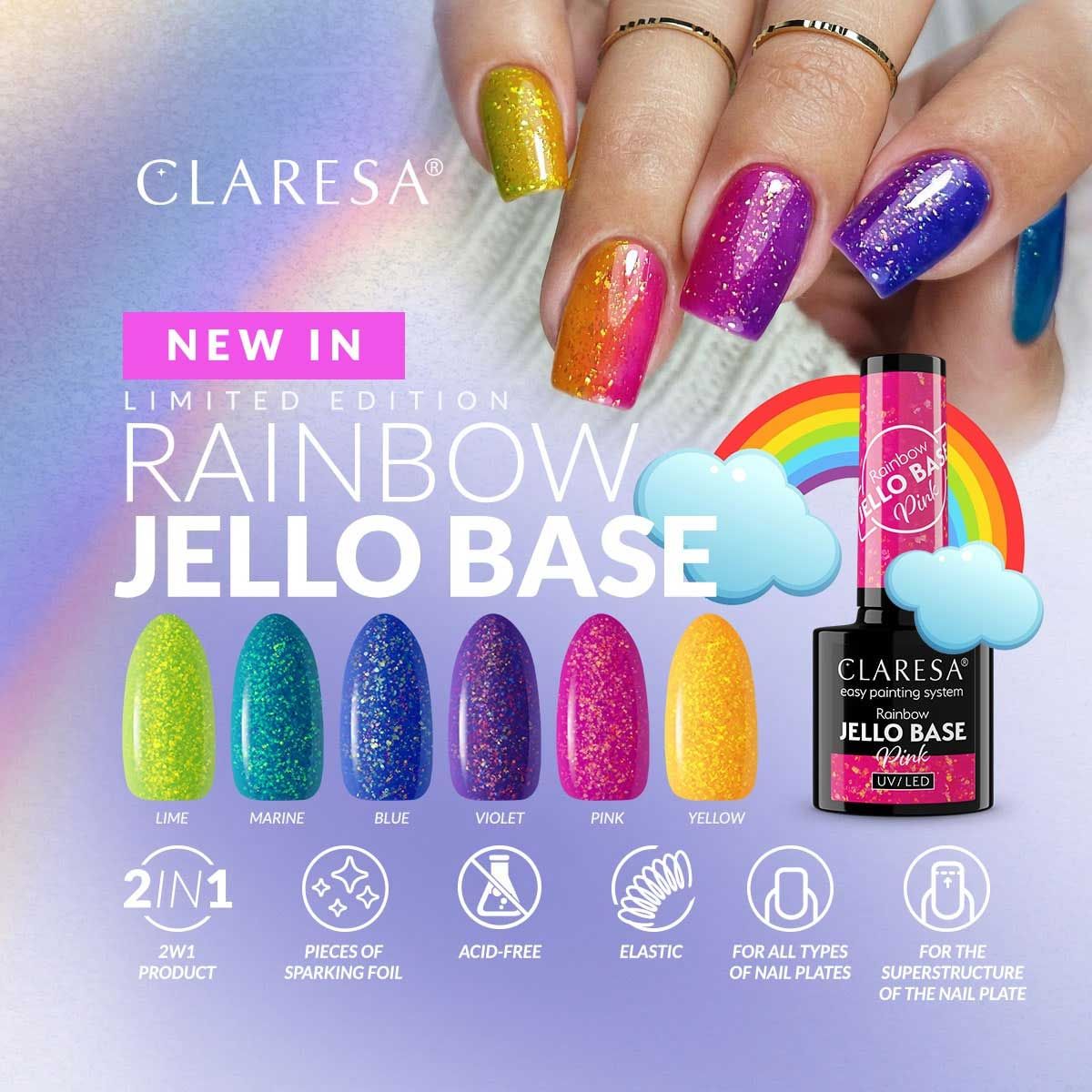 Claresa Rainbow Jello baza pod lakier niebieska 5ml