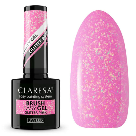 Claresa pędzel Easy Gel Brokat Różowy 5ml
