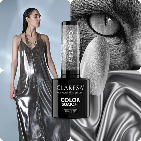 Claresa Lakier żelowy UV LED 5ml Cat Eye Silver