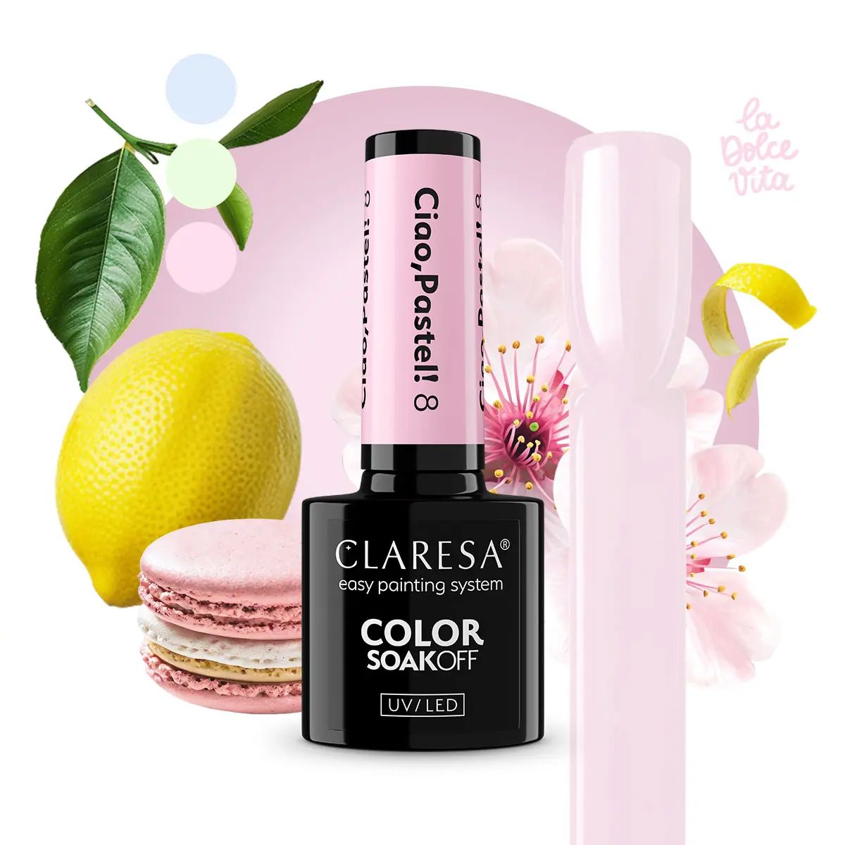 Claresa Lakier Żelowy UV LED 5ml Ciao Pastel 8