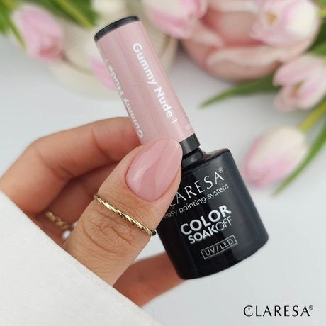 Claresa lakier hybrydowy uv led 5ml nude blask - gummy nude 1