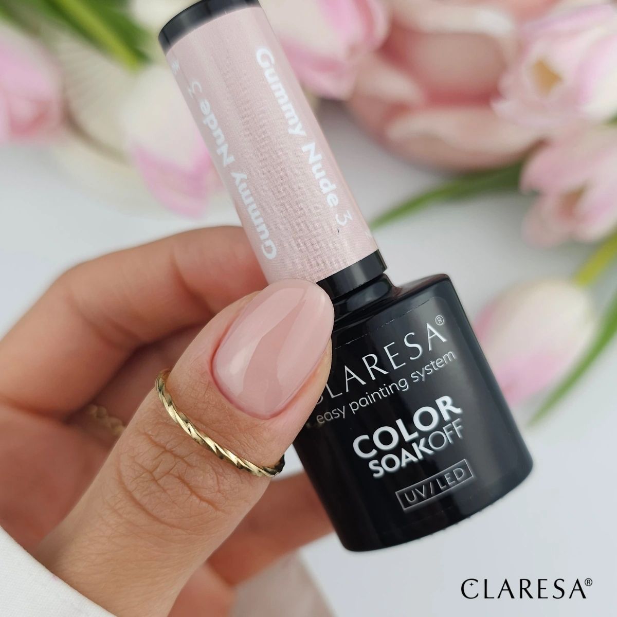 Claresa lakier hybrydowy uv led 5ml nude blask - gummy nude 3