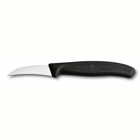 Nóż do obierania Victorinox z zakrzywionym ostrzem o długości 6 cm i czarną rączką