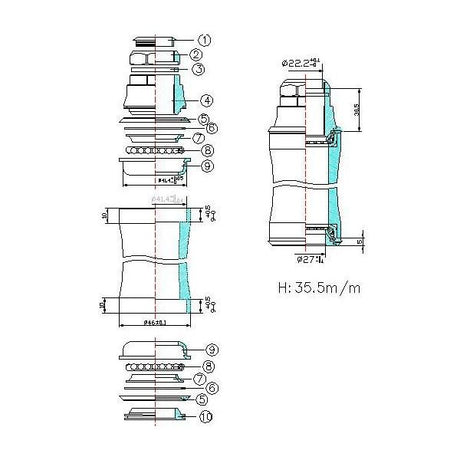 Adapter słuchawkowy Tecora Gazelle nm 22.2 41.4 27 semi gei