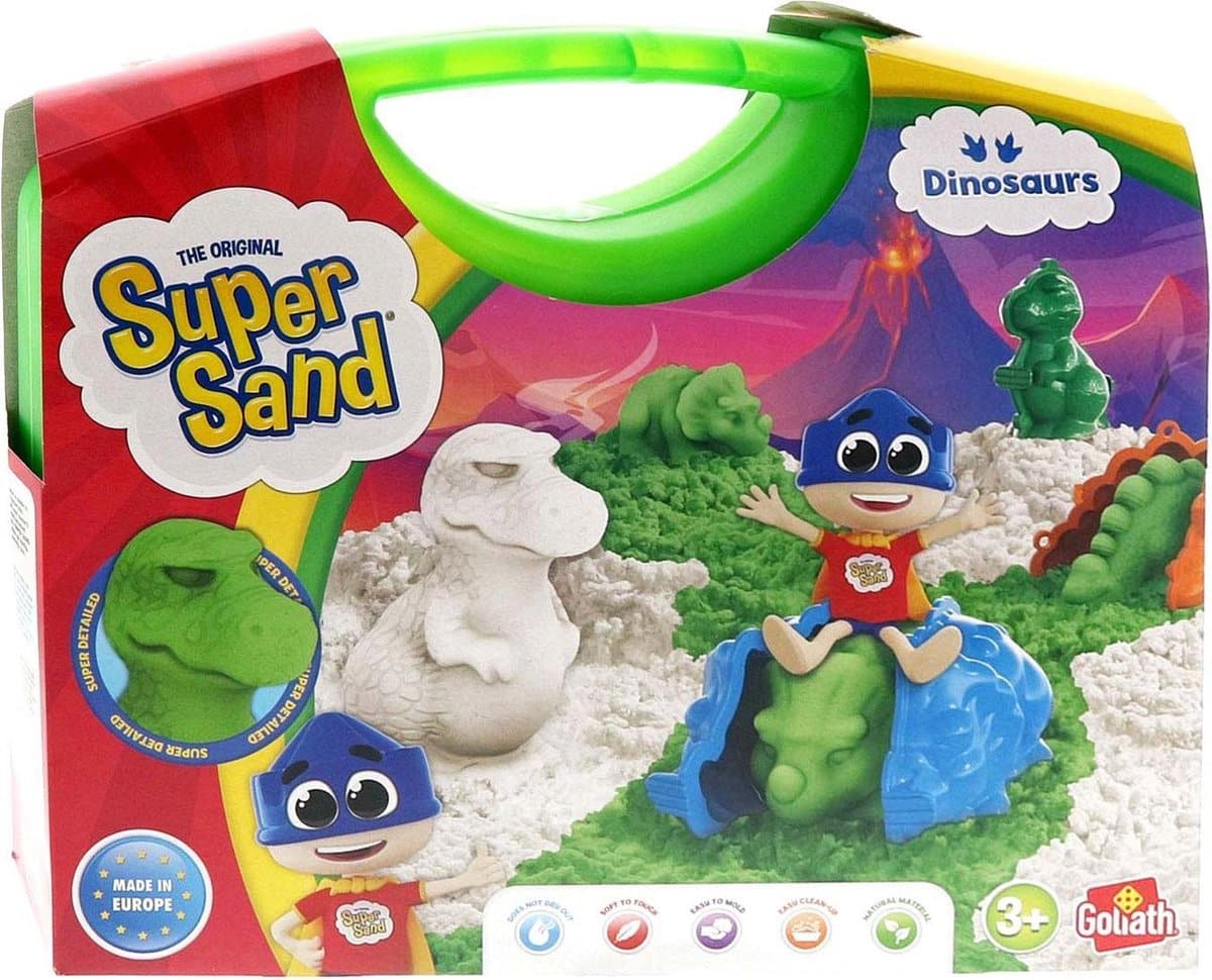 Goliat, super piaskowy dinozaur z walizką i piaskiem do zabawy w domu