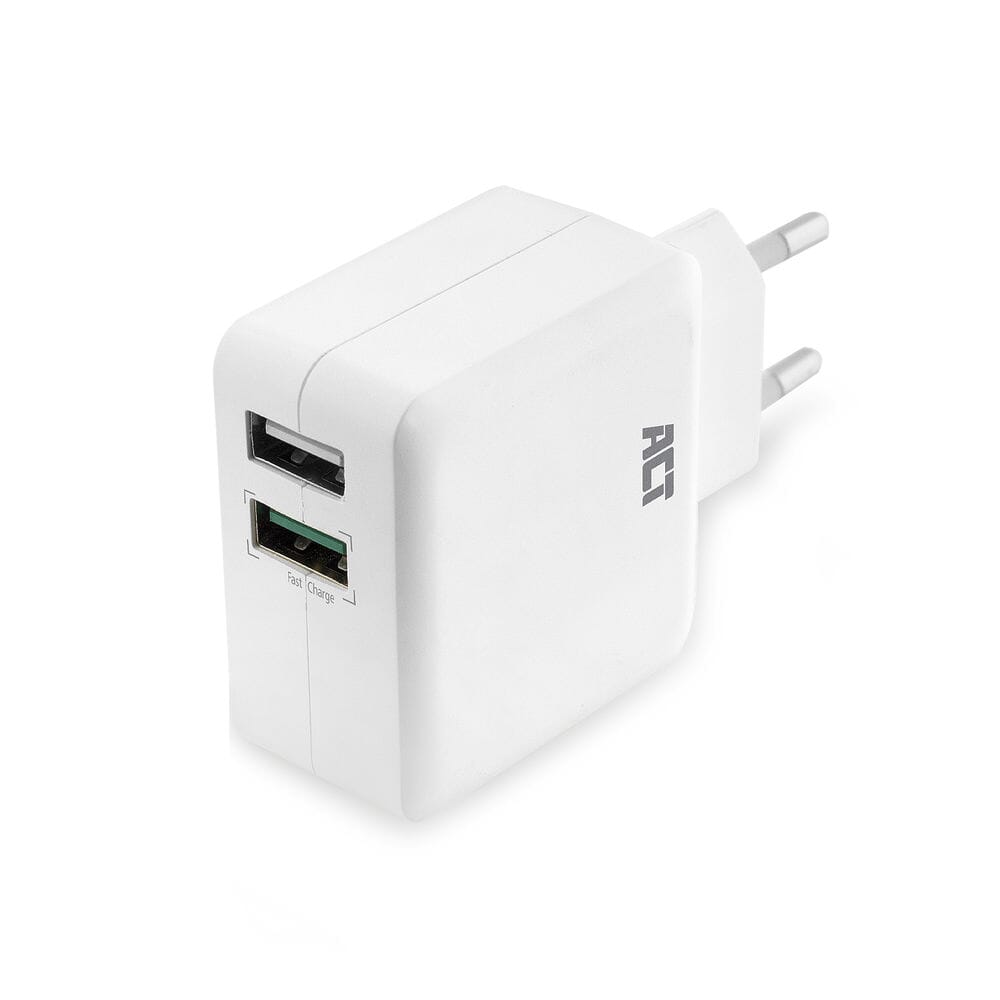 Act USB Charger, 2-poorts, 30W, na jednej ładunku bramki, biały