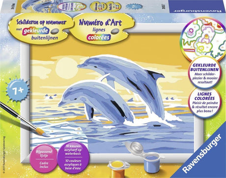 Malowanie numeryczne Ravensburgera z 2 delfinami, stwórz własny obraz