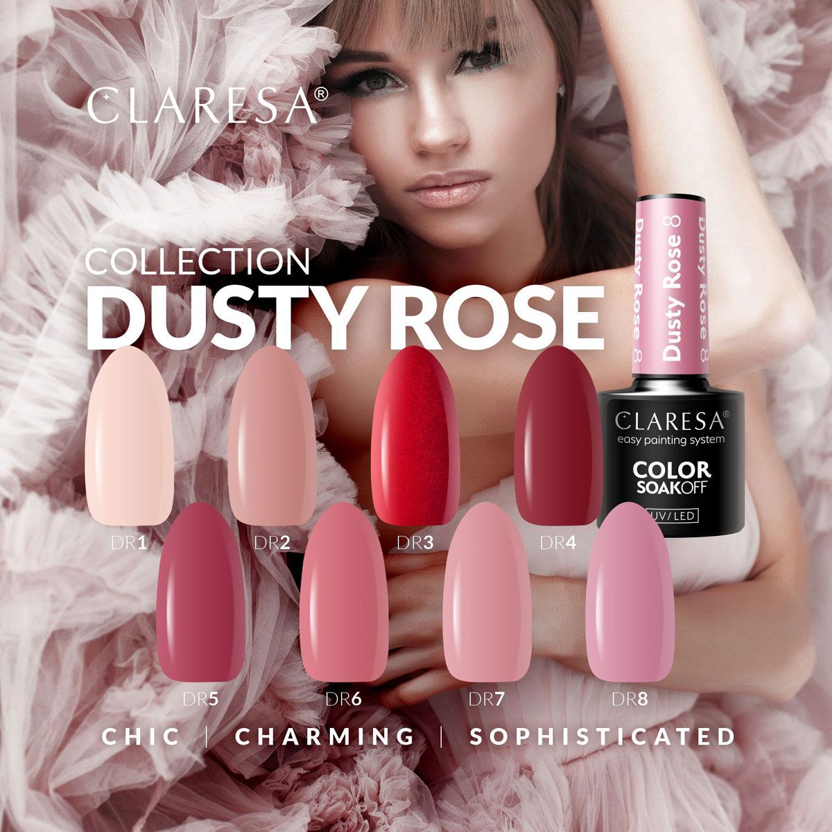 Claresa Lakier Żelowy UV LED 5ml Dusty Rose 1