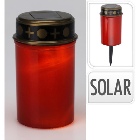 Znicz solarny LED, plastikowy, czerwony