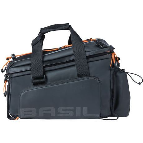 Basil Miles XL Pro Bagage Torb, czarna pomarańcza, wodoodporna, 9-36L, odpowiednia do rowerów elektrycznych