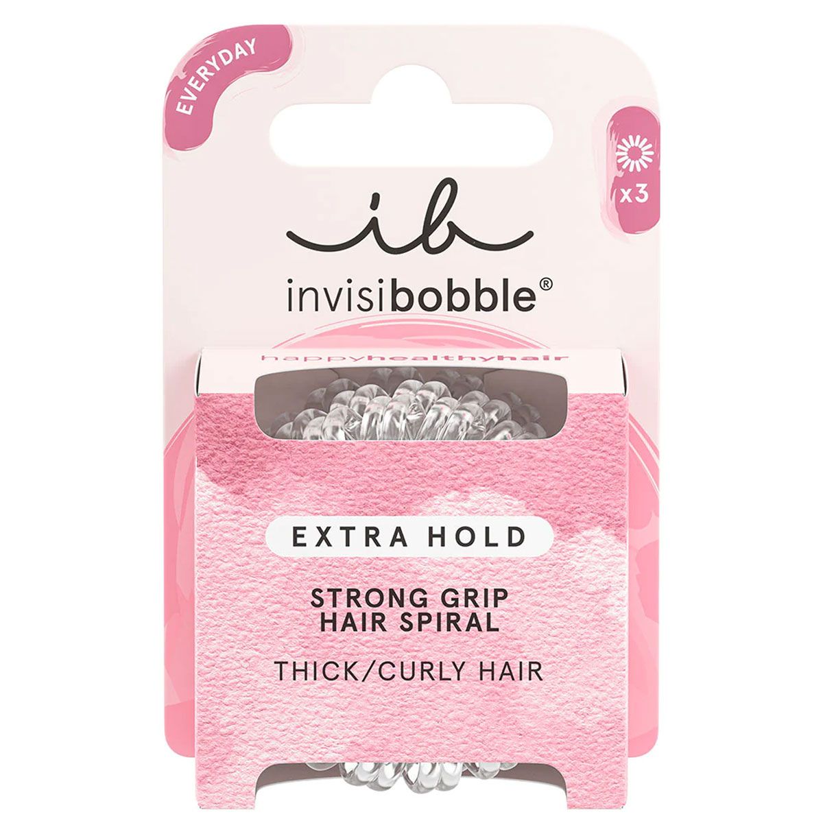 Invisibobble Extra Hold krystalicznie czyste, 3 sztuki