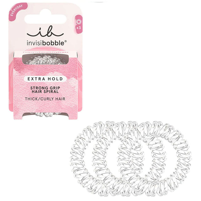 Invisibobble Extra Hold krystalicznie czyste, 3 sztuki