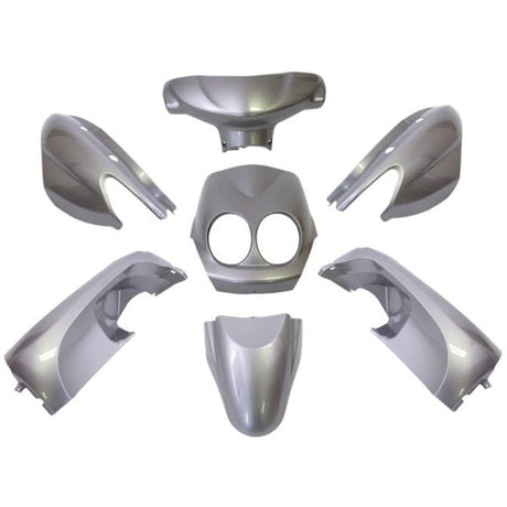 Zestaw płytek krawędziowych 9-częściowy do Yamaha Neos - od 2008 do 2011 - model 2 i 4-suwowy - metaliczny srebrny