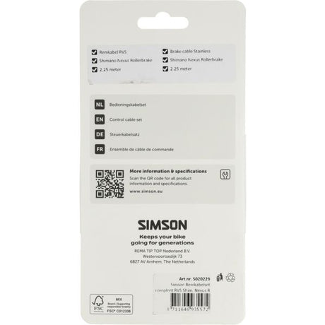 Zestaw linek hamulcowych Simson, kompletna podkładka ze stali nierdzewnej. nexus rollerbr. czarny