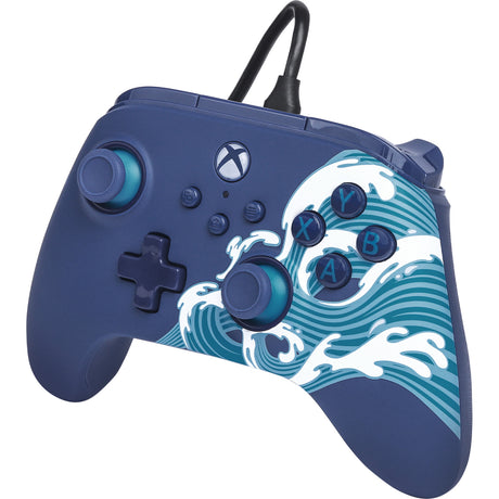 Kontroler Powera Advantage z kablem do serii Xbox x|s - fala wodna (błękitny, xbox series x|s, xbox one, PC)