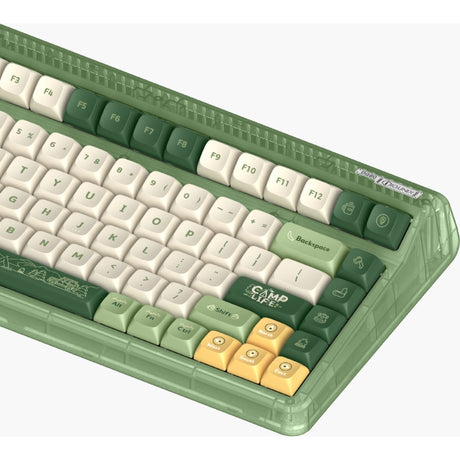 Bezprzewodowa klawiatura mechaniczna kempingowa Iqunix og80 (zielona, układ amerykański (qwerty), wiśnia mx czerwona, 80% (tkl), diody rgb, możliwość wymiany podczas pracy, pbt, 2,4 GHz | bluetooth 5.1 | usb-c)