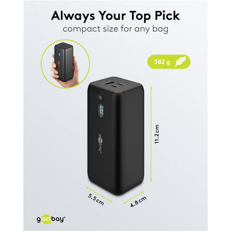 Power bank do laptopa Goobay (czarny, 20 000 mAh, zasilanie)
