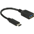 Delock superspeed USB-C 3.1, gen 1 męski > adapter żeński USB-A (czarny, 0,15 m)