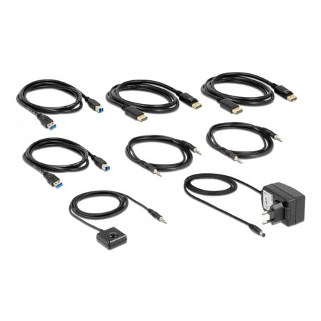 Delock przełącznik displayport 1,4 kvm, 8k 60 hz, USB 3.2 gen 1, przełącznik audio kvm (szary czarny)