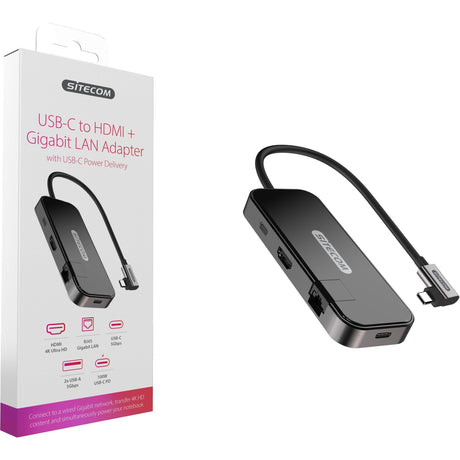 Adapter Sitecom USB-C na HDMI + Gigabit LAN (czarny)