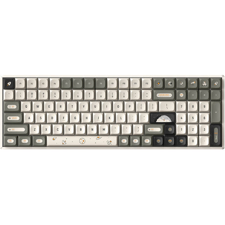 Bezprzewodowa klawiatura mechaniczna Iqunix F97 hitchhiker (szara, układ amerykański (qwerty), wiśnia mx czerwona, 96%, diody rgb, możliwość wymiany podczas pracy, pbt, 2,4 ghz | bluetooth 5.1 | usb-c)