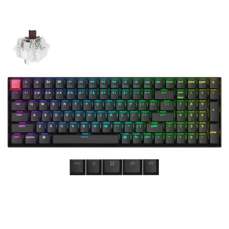 Klawiatura mechaniczna Keychron k4x-b3 rgb (czarna, układ amerykański (qwerty), super brązowy, 96%, rgb, klawisze cherry double-shot pbt, bluetooth | usb-c)