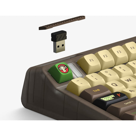 Bezprzewodowa klawiatura mechaniczna Iqunix og80 happy ape (czarna, układ amerykański (qwerty), iqunix moonstone, 80% (tkl), diody rgb, możliwość wymiany podczas pracy, pbt, 2,4 ghz | bluetooth 5.1 | usb-c)