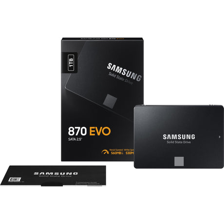 Samsung mz-77e1t0b 870 evo ssd, 1 tb, 2.5, sata3, 6 gb/s, 3d v-nand, 560 550 mb s, 512 mb ddr4