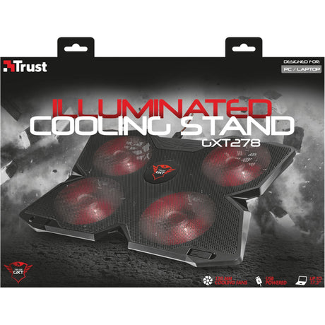 Trust GXT 278 Yozu Podstawka chłodząca do notebooka Lodówka do laptopa (czarna, 20817, czerwone diody LED)